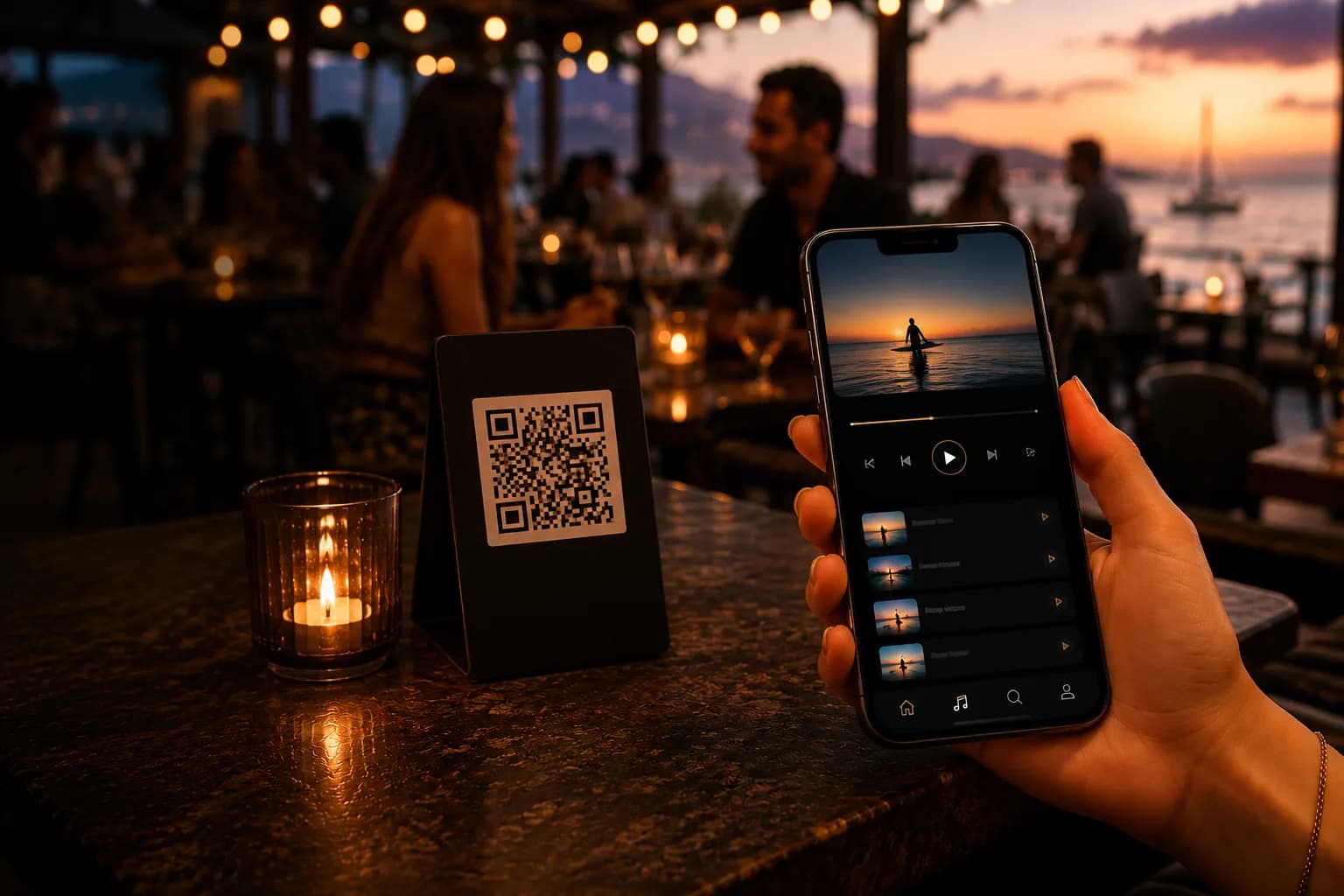 يمسح الضيف رمز QR